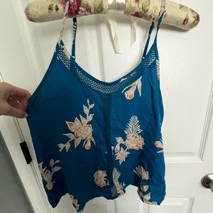 Tropical pattern blue and peach tank top by Roxy